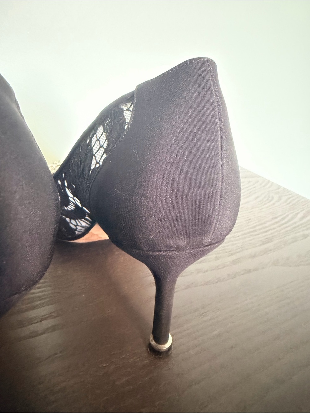 Manolo Blahnik Black Lace Pumps with Crystal Buckle - Picture 9 of 12